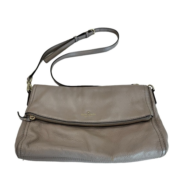 Kate Spade NY Pebbled Leather Convertible Fold Over Shoulder Handbag Purse - Picture 2 of 16